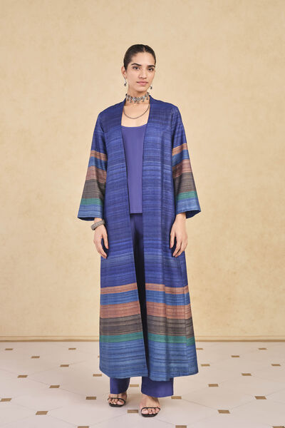 Rufaro Silk Jacket Set - Blue